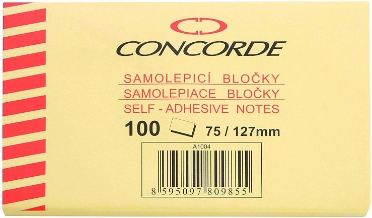 Samoprzylepny bloczek żółty 75 × 127 mm, 100 kartek