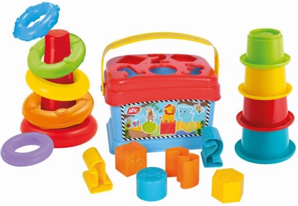 Zestaw do zabawy 3 w 1 - wkładanka, piramida i kubeczki
