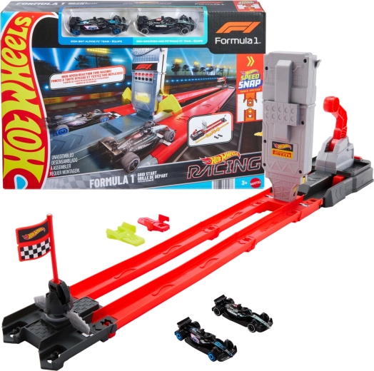 Hot Wheels Formuła 1 tor wyścigowy z podwójną trasą i 2 autami