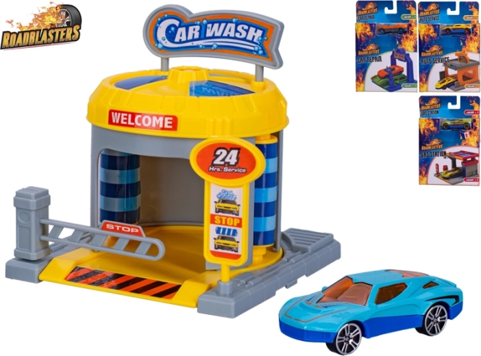 Roadblasters warsztat samochodowy z autem – zestaw do zabawy dla dzieci 1:64