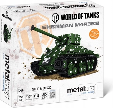 Metalowy model czołgu Sherman M4A3E8 Metalcraft World of Tanks