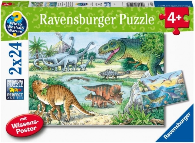 Puzzle Świat dinozaurów 2x24 elementy od Ravensburger