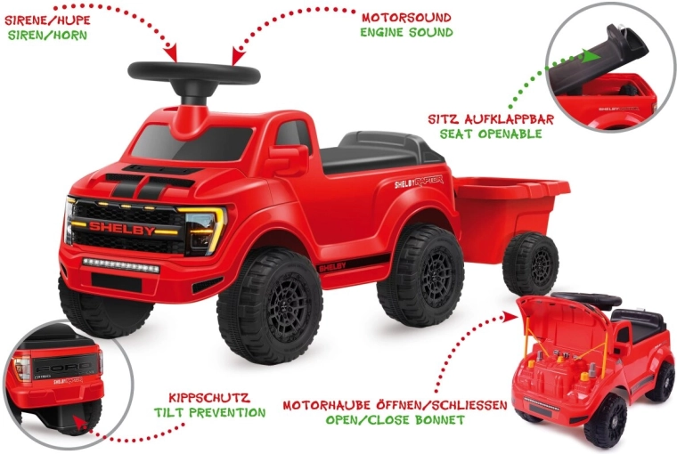 Jeździk JAMARA Shelby Ford F-150 Raptor z przyczepą, czerwony