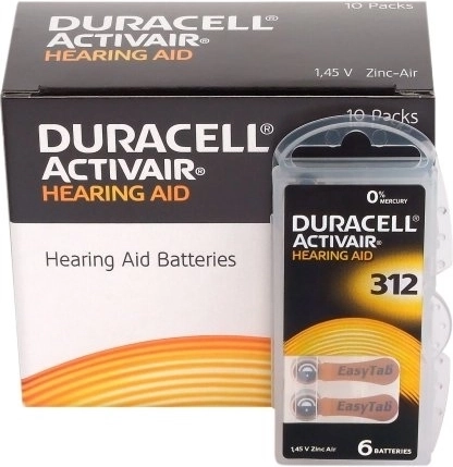 Duracell Activair baterie do aparatów słuchowych 312, 6 szt.