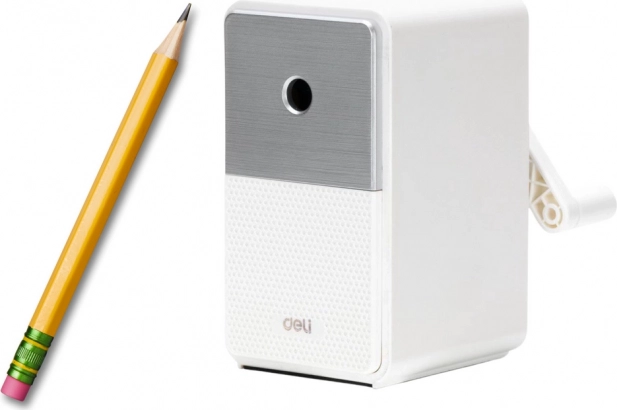 Ręczna temperówka z pojemnikiem i regulacją ostrza biała