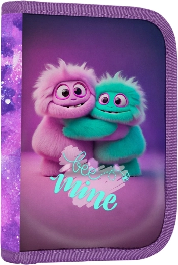 Piórnik szkolny z 1 piętrem i 2 skrzydełkami MONSTER, pusty