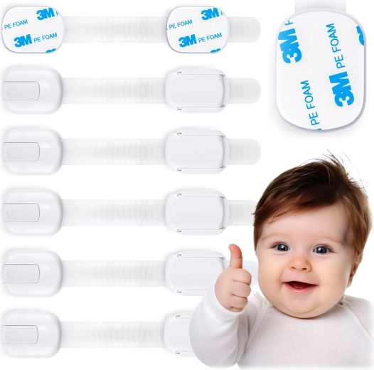 Dziecięce zamki bezpieczeństwa do szafek RICOKIDS, 6 szt., białe