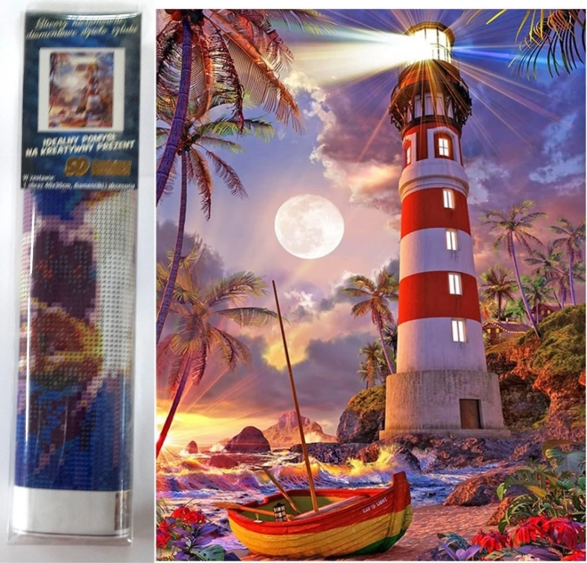 Diamentowe malowanie Latarnia morska 30x40 cm
