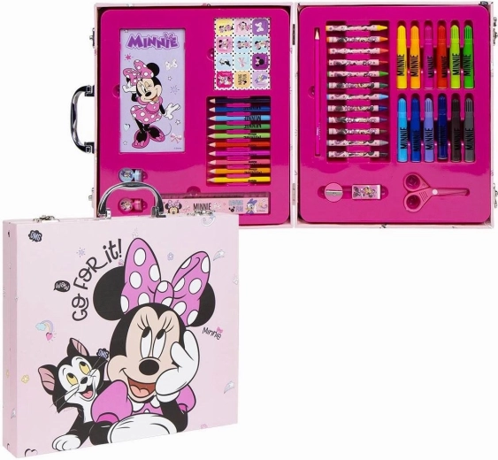 Drewniany kuferek do rysowania Minnie – 42 elementy