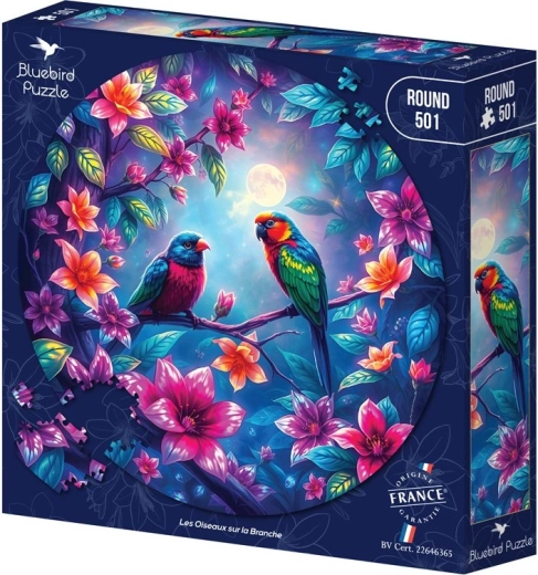 Okrągłe puzzle Bluebird Ptaki na gałęzi (501 elementów)