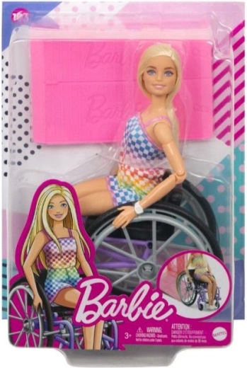 Barbie Fashionistas lalka na wózku inwalidzkim w kraciastej stylizacji