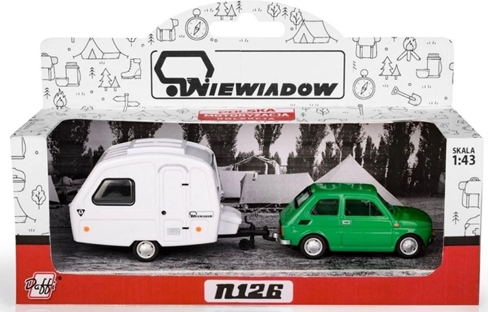 Fiat 126p z przyczepą kempingową Niewiadów N-126, zielony