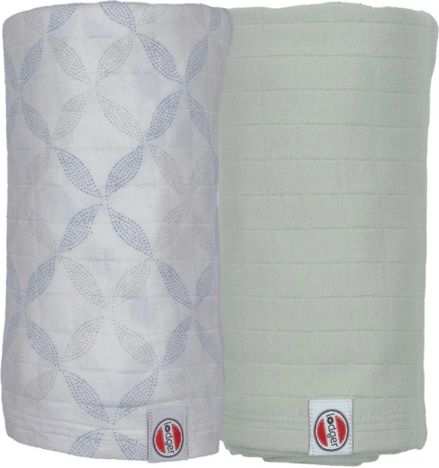 Otulacz Lodger z bawełny organicznej Matcha peppermint/blue fogg 110 × 110 cm - 2 sztuki
