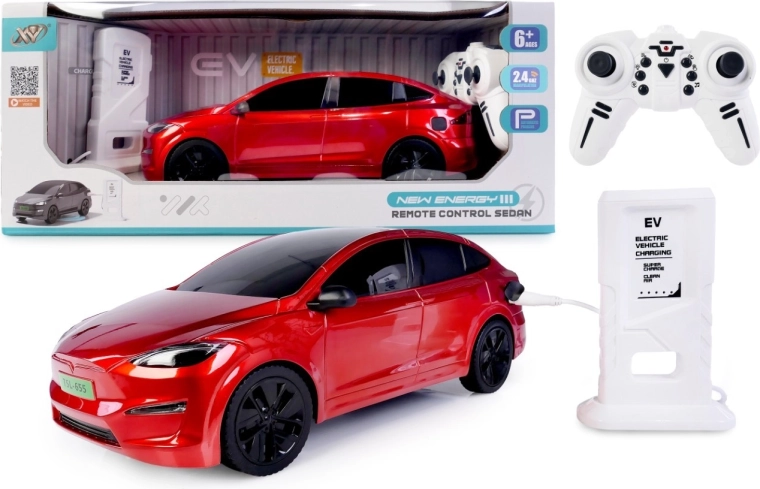 RC auto ze stacją ładowania – czerwone