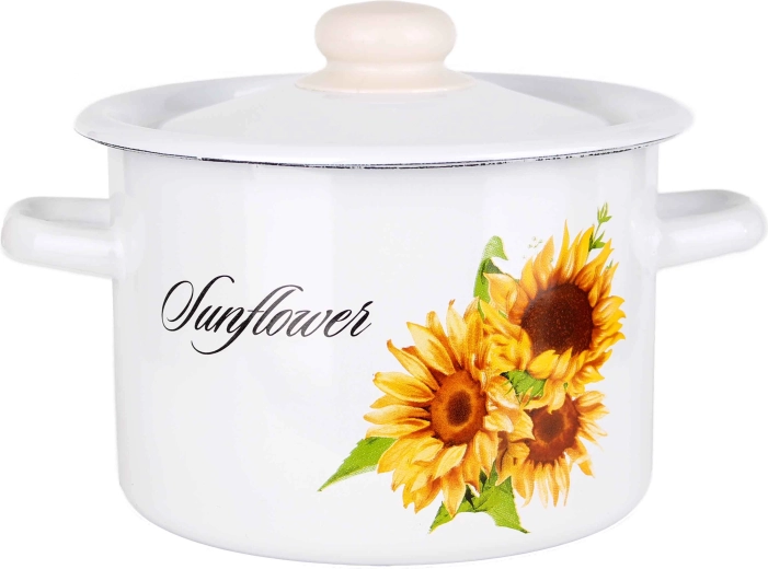 Emaliowany garnek z pokrywką TORO 3 l słoneczniki