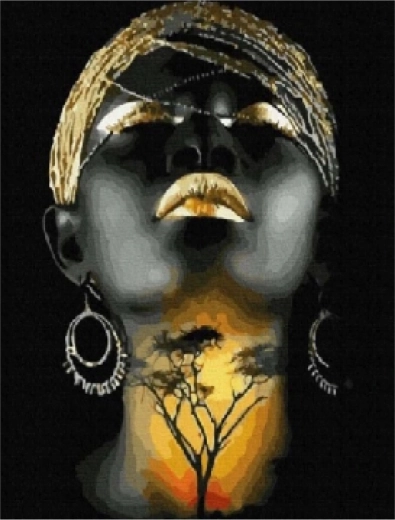 Malowanie diamentowe Afrykańska kobieta 30 × 40 cm