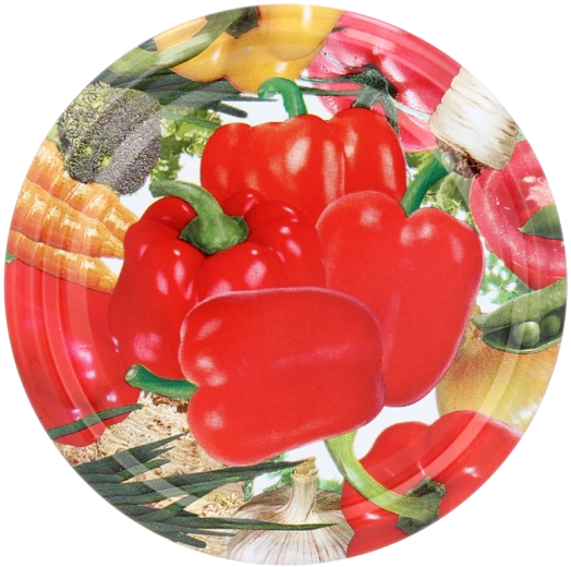 Metalowe wieczka do słoików 82 mm z motywem papryki, 10 szt.