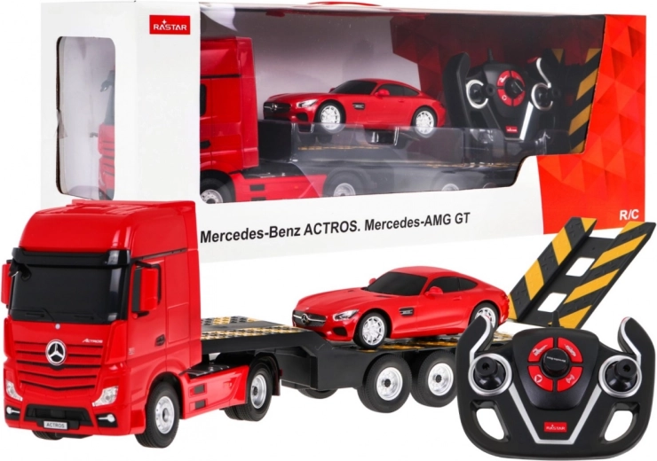 rc ciężarówka mercedes-benz actros z naczepą 1:26 + mercedes-amg gt 1:24