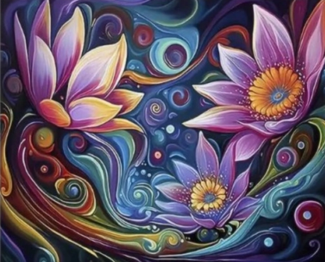 Malowanie diamentowe Abstrakcyjne kwiaty 30 × 40 cm