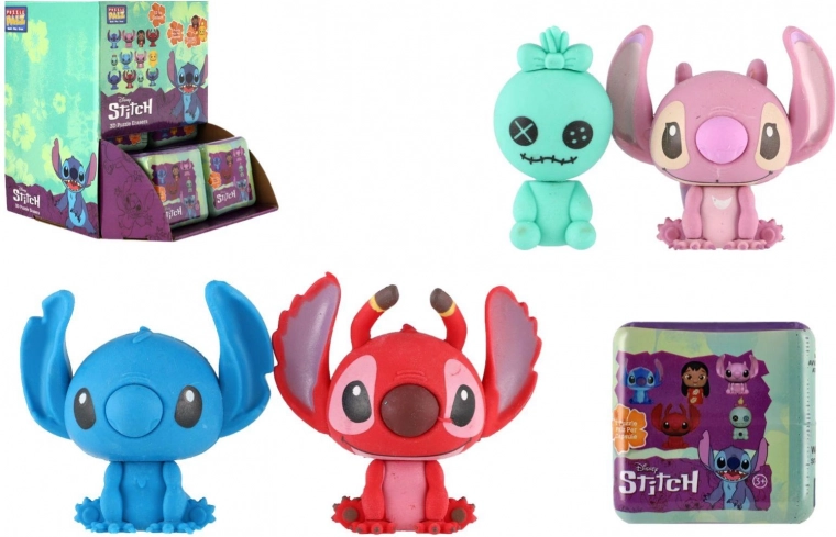 3D puzzle figurki Lilo & Stitch – zestaw 2 gumowych mini figurek w pudełku