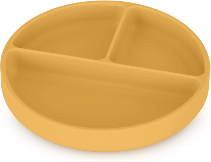 Petite&Mars silikonowy talerzyk z przegródkami z przyssawką Take&Match intense ochre 6m+