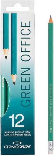 Ołówki grafitowe Concorde Green Office z gumką HB, 12 szt.