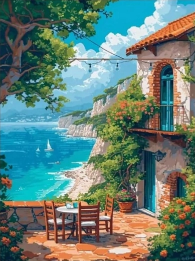 Malowanie diamentowe – widok na klify 30 × 40 cm