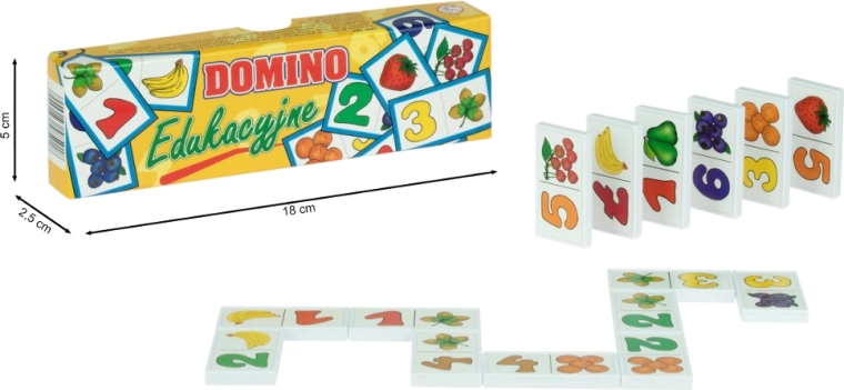 Domino plastikowe edukacyjne – liczby i owoce