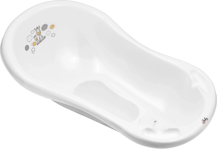 Maltex wanienka dziecięca ze zatyczką i matą antypoślizgową Zebra 84 cm biała