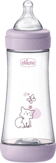 Chicco biofunkcyjna antykolkowa butelka dla niemowląt Perfect5 300 ml dla dziewczynek, szybki przepływ 4m+