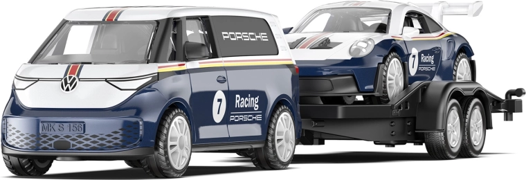 Siku Super VW ID. Buzz z przyczepą i Porsche 911 GT3 RS