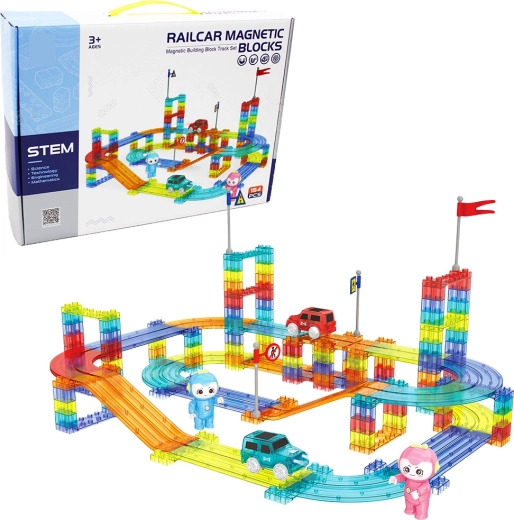Magnetyczny tor wyścigowy 154 elementy z elektrycznymi autami