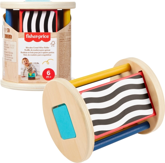 Fisher-Price drewniany wałek aktywizujący dla maluchów (zabawka sensoryczna)