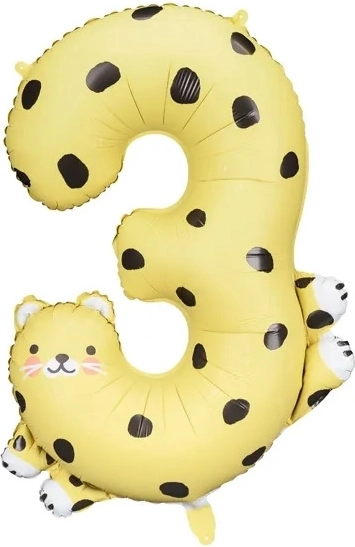 Foliowy balon cyfra 3 – Gepard 68 x 98 cm
