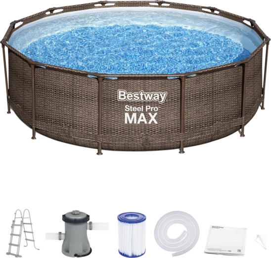 Bestway ogrodowy basen Steel Pro Max 366 × 100 cm rattan 9w1
