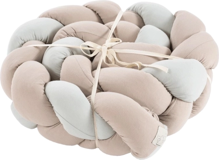 Träumeland warkoczowy ochraniacz do łóżeczka signature taupe & mint 180 cm