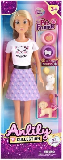 Lalka z domowymi zwierzątkami i akcesoriami 30 cm