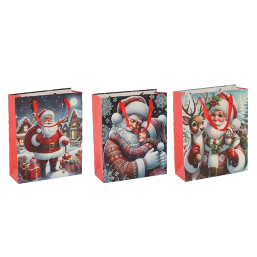 Świąteczna torba prezentowa z motywem Mikołaja, 30 × 42 × 12 cm