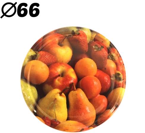 Metalowe wieczka do wekowania z motywem owocowym 66 mm