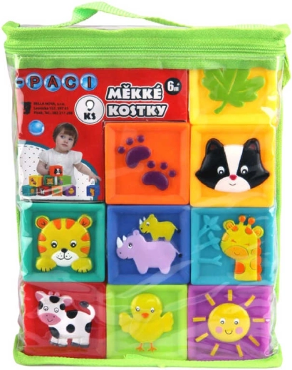 Miękkie piszczące kostki Paci-Paci ze zwierzątkami - 9 szt.