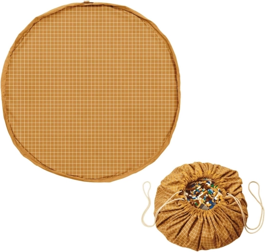 Play&Go noomad original organiczna mata do zabawy i worek na zabawki 2w1 grid mustard
