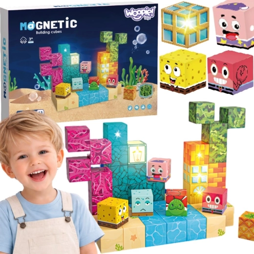 Woopie magnetyczne klocki Montessori Ocean 54 elementy