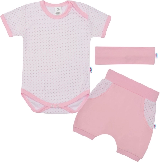 Letni bawełniany 3‑częściowy zestaw NEW BABY Perfect Summer, jasnoróżowy, rozm. 92