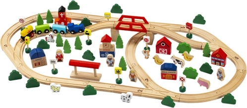 Drewniana kolejka 100 elementów Babu