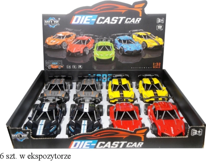 Metalowe sportowe autko ze dźwiękiem i napędem na naciąg