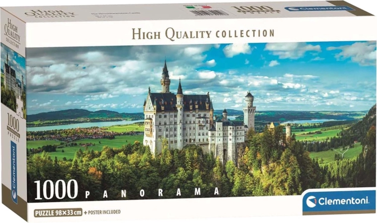 Panoramiczne puzzle CLEMENTONI – zamek Neuschwanstein, 1000 elementów
