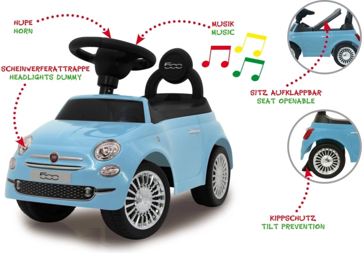 Jamara jeździk Fiat 500 2w1 niebieski
