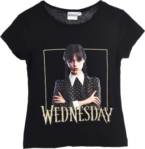 Czarny bawełniany T-shirt Wednesday