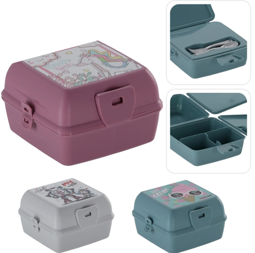 Pudełko śniadaniowe 1300 ml – jasnoniebieskie z nadrukiem