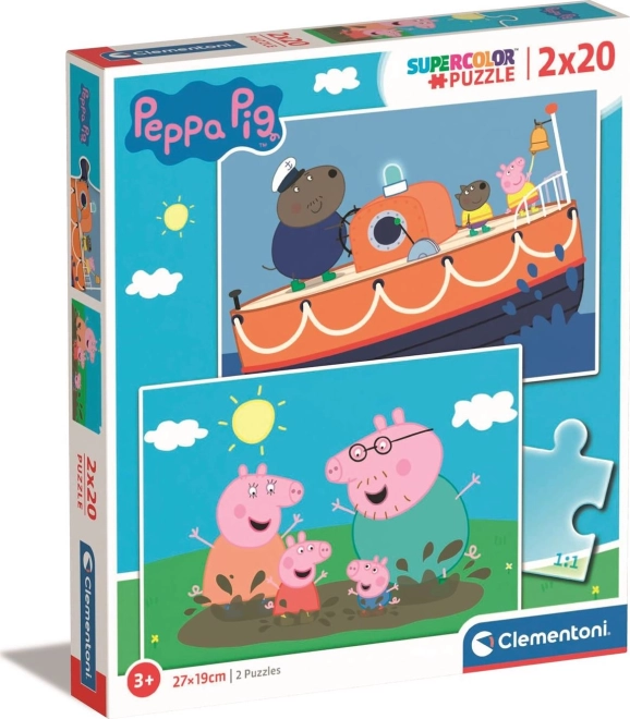 Puzzle 2x20 części Świnka Peppa